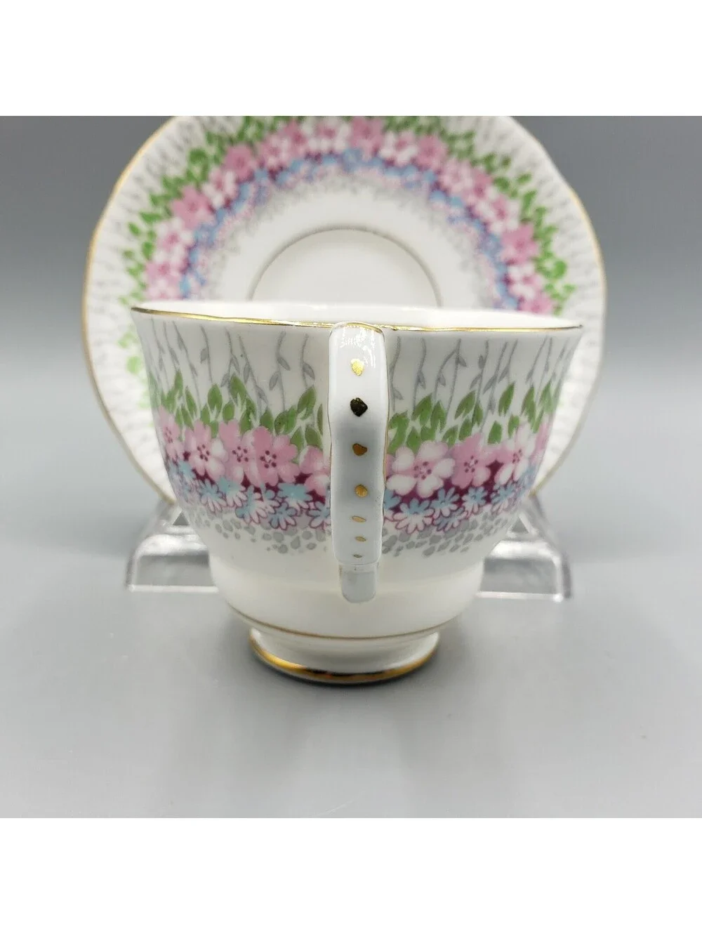 Royal Stafford Teacup & Saucer GLENDALE Petite Flowers England Bone China